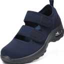 STQ Womens Walking Shoes Non Slip Orthopedic Shoes Adjustable Diabetic Shoes Comfort Mary Jane Shoe (Blue)