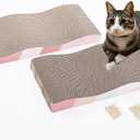 SIDAZON Cat Scratching Board cat Scratcher Cat Scratch Pad Cardboard cat scratchers for Indoor Cats Reversible Large Wide Corrugated with Catnip(2pcs)