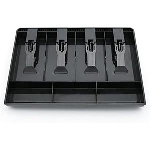 Cash Register Drawer Insert Tray- Cash Money Tray,Portable Currency Till Replacement Money Organizer Storage Box,4 Bill/3 Coin-Black