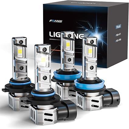 FRANXI 9005/HB3 H11/H8/H9 Bulbs Combo Fog Lights, 32000LM Super Bright 6000K Cool White, 1:1 Design with Cooling Fan, Plug and Play, OffRoad Use or Fog Light, Pack of 4