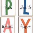 4Pcs Kids Playroom Wall Art Childrens Playroom Canvas Posters Prints Boy Kids Room Let's Play Wall Decor Pictures Toddler Nursery Bedroom Artwork Decoration (Playroom, 12x16in3pcs poster)