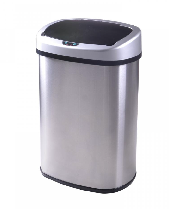 FDW Kitchen Trash can for Bathroom Bedroom Home Office Automatic Touch Free Garbage bin with lid Brushed Stainless Steel Rectangular 13 Gallon / 50L