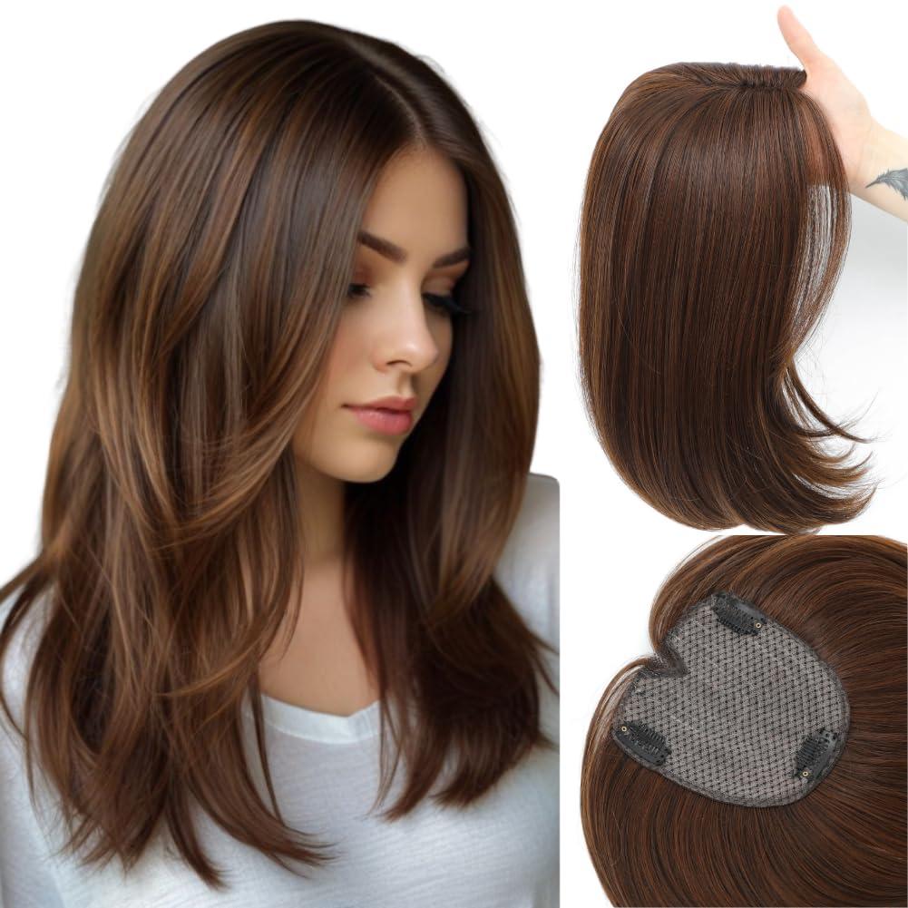 Hair Toppers for Women clip in bangs Large Base Toppers for Women with Thinning Hair Clip Ins Fake Bangs Perfect Solution for Thinning-hair and Stylish Upgrade