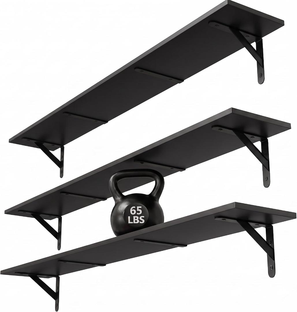 WOPITUES Long Wall Shelves 48″W x 8″D, Floating Book Shelves Max Load 65lbs, 48in