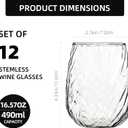 Stemless Wine Glasses Set of 12, 16.5 oz Rippled Texture Modern Glasses for Red & White Wine, Durable Glassware for Home, Bar, Party, and Daily Use (Rippled Texture)