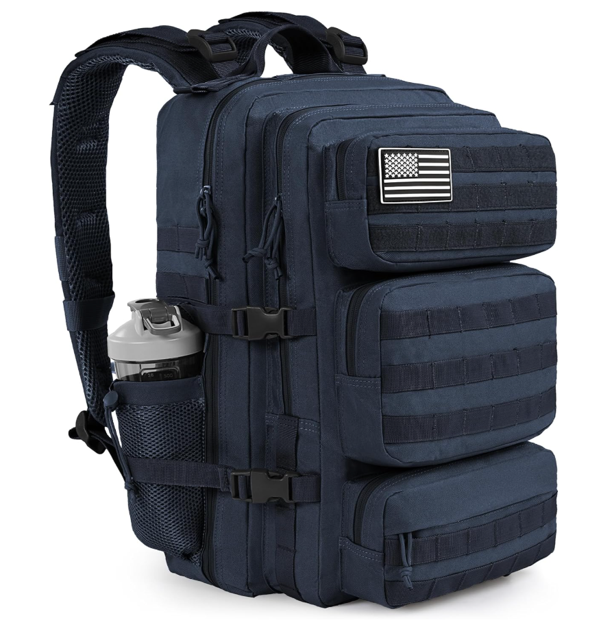 Military Tactical Backpack 25L Day Backpack for Men Molle Army 3 Days Assault Pack Bug Out Bag Water Resistant and Heavy Duty Hiking Treeking Rucksack - Dark Blue