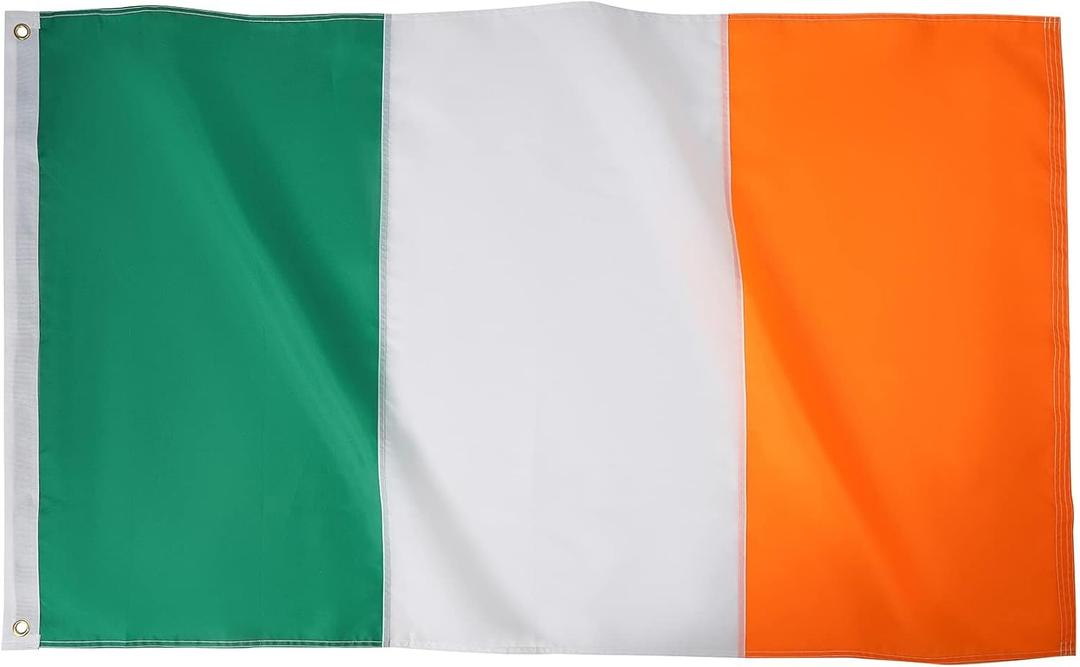 TOPFLAGS Irish Flag 3x5 Outdoor Heavy Duty Ireland Flags for St Patrick Day Outside 3 by 5 Foot Sewn Stripes Banner with 2 Brass Grommets Fade-resistant Vivid Color