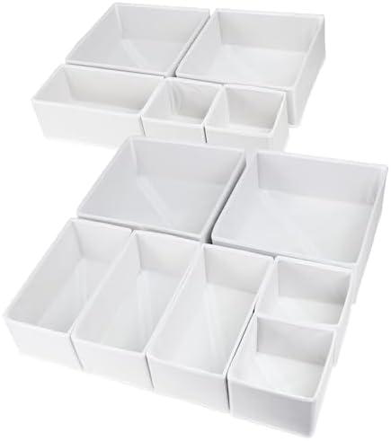 Fordonral 10 Pack Drawer Organizer Clothes, Foldable Fabric Dresser Organizer Closet Organizers and Storage Box for Underwear,Folded Clothes,Baby Clothing,Socks,Bra,Towels,Ties(12 Pack,White)