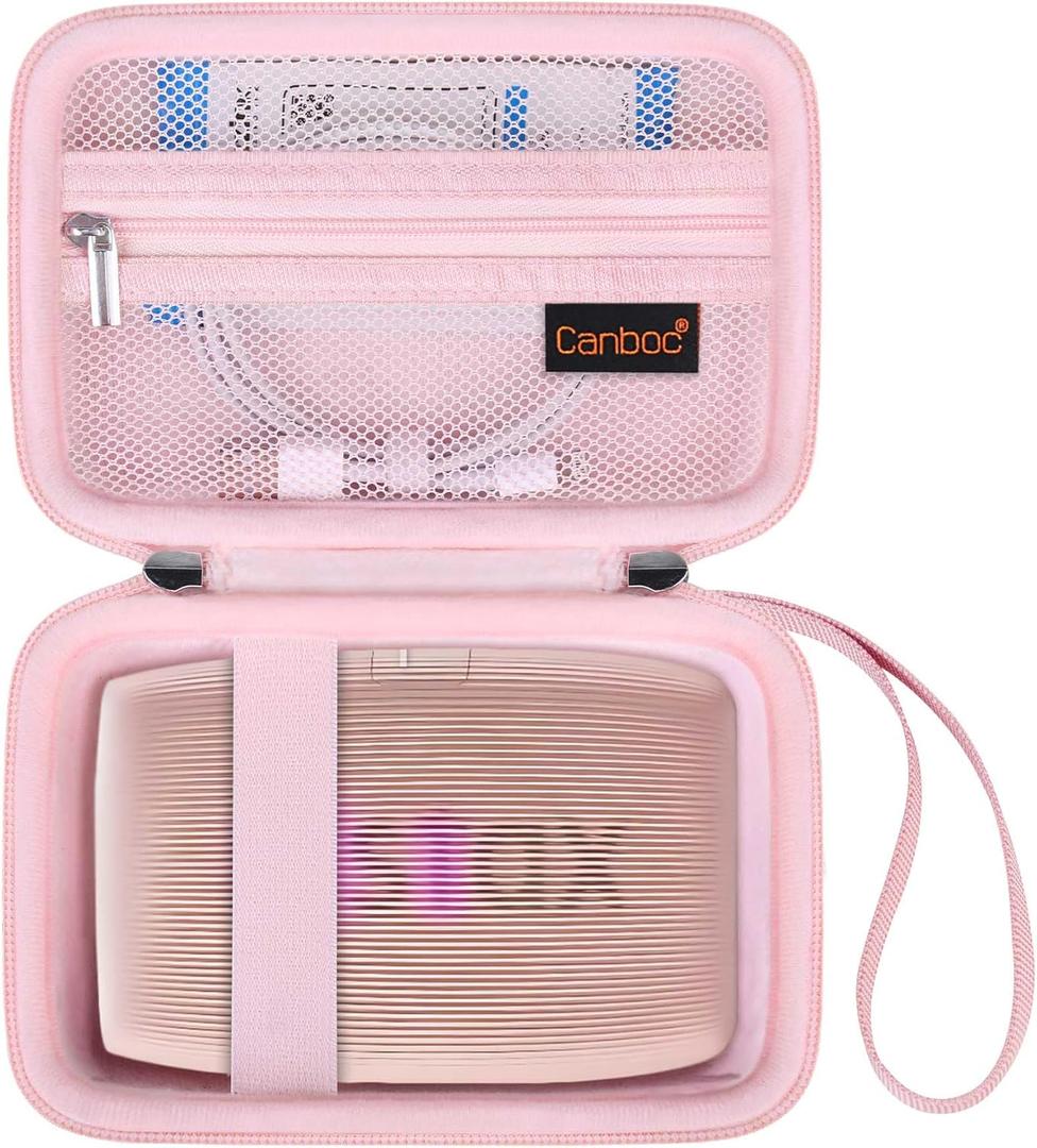 Canboc Carrying Case for Fujifilm Instax Mini Link 3 2 1 Smartphone Printer, Mesh pocket fit Instant Film and Cable, Soft Pink(Case Only)