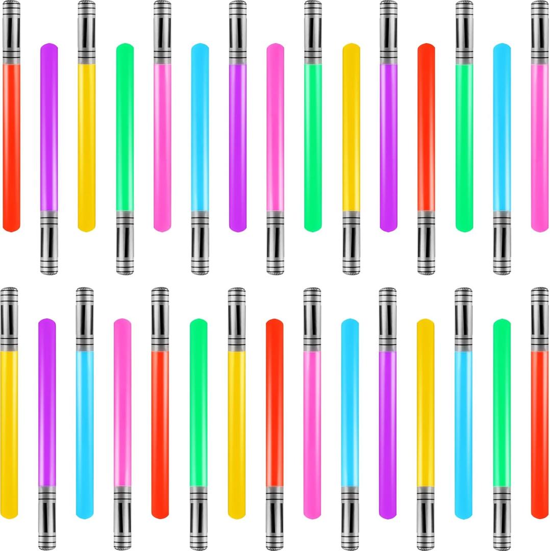 30 Pieces Inflatable Light Saber Sword Costume Toys Lightsaber Toys for Kids Baby Birthday Party Favors, 6 Colors