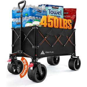 Hikenture Foldable Beach Wagon with Big Wheels for Sand, 330 lbs Capacity