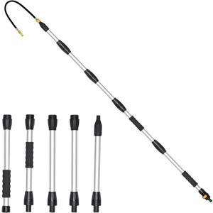 Buyplus Gutter Cleaner Tools from The Ground, Rain Gutter Cleaner Hose Attachment with Extension Poles Up to 8FT, Bendable Gutters Wand | 5 Spray Patterns, Perfect for Garden Hose