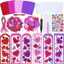 Winlyn 24 Sets Valentine's Day Decorations DIY Heart Bookmarks Valentine Craft Kits Blank Foam Bookmarks with Assorted Hearts Stickers for Kids Classroom Activities Reading Party Favors Gift Exchange