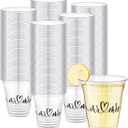 Dandat Disposable Wedding Plastic Cups Bulk 10oz Wedding Reception Cup Disposable Clear Plastic Glasses for Reception Supplies Bridal Shower Anniversary Birthday Party (200 Pack,Mr and Mrs)