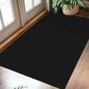 KOZYFLY Washable Entryway Rug 3x5 Ft Area Rugs Cotton Rubber Backed Throw Rugs Indoor Door Mat Kitchen Rugs Braided Floor Carpet for Front Entrance Kitchen Living Room, Black