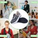 AOV Womens Wide Toe Box Walking Shoes Arch Support Sneakers for Plantar Fasciitis Lightweight Orthotic Tennis Shoes for Outwork Gym, Black Grey, Size 8