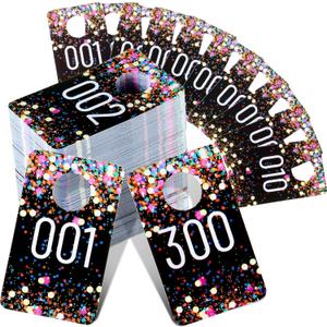 Jetec Live Plastic Number Tags, Consecutive Reusable Normal and Mirrored Image Number Tags for Live Coat Room Hanger Cards (Multicolor)