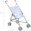 JC Toys Boutique | Folding Umbrella Doll Stroller for Children 2 Years Plus, Blue Stripes and Soft Embroidery | Sturdy Metal Frame | Pretend Play with Dolls up to 18 Long | Seat Belt