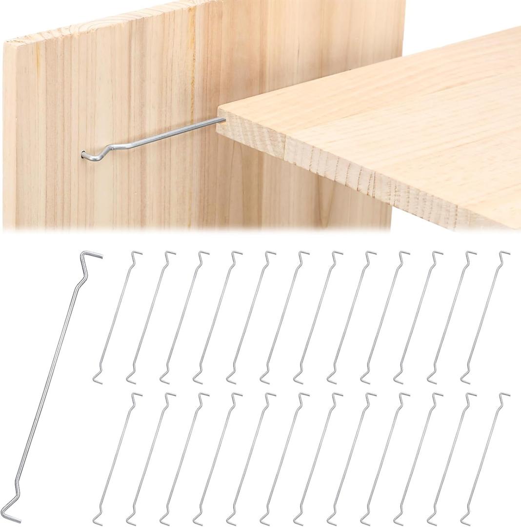 24 Pcs Magic Wire Hidden Shelf Brackets Support, 7-3/4in x 1/8in Concealed Installation Hidden Invisible Shelf Bracket for Kitchen Cabinet Cupboard Bookcase Closet