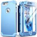IDweel for iPhone 6S Plus Case with Screen Protector,for iPhone 6 Plus Case, 3 in 1 Shockproof Slim Hybrid Heavy Duty Hard PC Cover Soft Silicone Bumper Full Body Cover,Peace Blue/Peace Blue