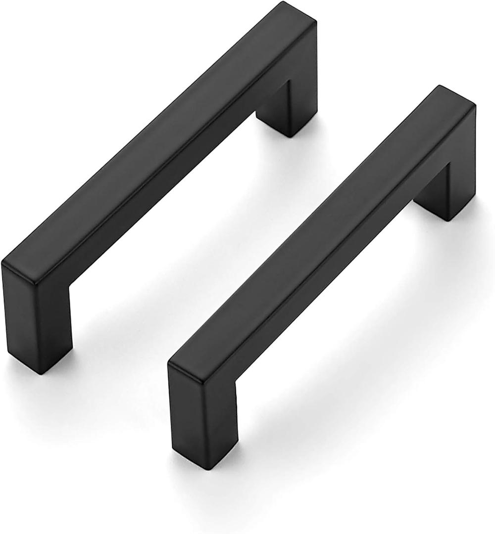 Ravinte 5 Pack 3-3/4 Inch Square Cabinet Handles - Matte Black Drawer Pulls - Kitchen Hardware Handles
