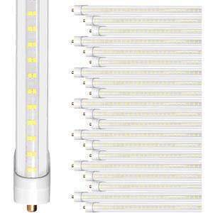 ONLYLUX 8ft LED Bulbs, 8 Foot LED Tube Light (20 Pack) 45W 6000lm 6500K, Super Bright,T8 Single Pin FA8 Lights, Clear Cover,8 Foot LED Bulbs to Replace T8 T12 T10 Fluorescent Light Bulbs