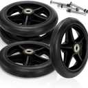 4 Pack Wheel Replacement, 6 Inch Anti-Slip Solid Caster Roller Wheels for Walkers, Heavy-Duty Office Wheelchair Front Wheel Accessories, Safe Rolling for all Floors, Black