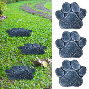 Yaocom 3 Pieces Dog Paw Garden Stepping Stones Garden Decor Cast Irons Dog Rocks Rustic Outdoor Stones Decorative Stone for Garden Walkway Outdoor Decoration, 12 Inch(Gray)