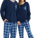 PJGGZ Matching Pajamas for Couples, Mens and Womens Buffalo Plaid Pajamas Set Long Sleeve Pjs Soft Warm (Large)