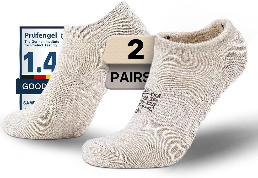 Alpaca Wool Any Season No Show Midweight Merino Outdoors Socks Men&Women Moisture Wicking Hiking Cushioned Breathable (Small, Light Beige)