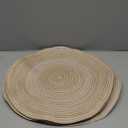 SHACOS Round Placemats Set of 6 Cotton Polyester Braided Place Mats 15 inch Heat Resistant Washable Table Mats for Kitchen Dining Party Natural Table Decor (Beige, 6)