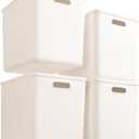 4 pack large plastic White storage bins with Lids, Toy Box Chest with HandleOrganizer Containers Baskets for Baby,NurseryShelvesPlayroom, BedroomOffice,Closethome (White, 4XL)