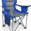 Oversized Camping Chairs for Adults, Folding Chairs for Outside Heavy Duty - 400lbs Support with Cup Holder, Cooler Bag and Side Pocket, Portable for Lawn, Outdoor Sports