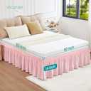 Vocander Pink Bed Skirt Queen Size 14 Inch Drop, Elastic Wrap Around Dust Ruffle Bed Skirting Easy to Put, Adjustable Tailored Bedskirts Fade & Wrinkle Resistant