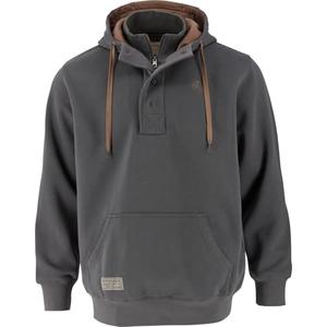 Legendary Whitetails Mens Hoodie Quarter Zip Quilted Double Layered Lined Hood Sweatshirt, Charcoal, Size: LRG