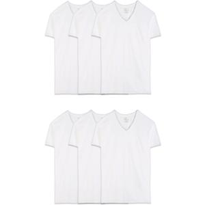 Fruit of The Loom Men's V-Neck Undershirts, Moisture Wicking & Tag Free, (White, XL)