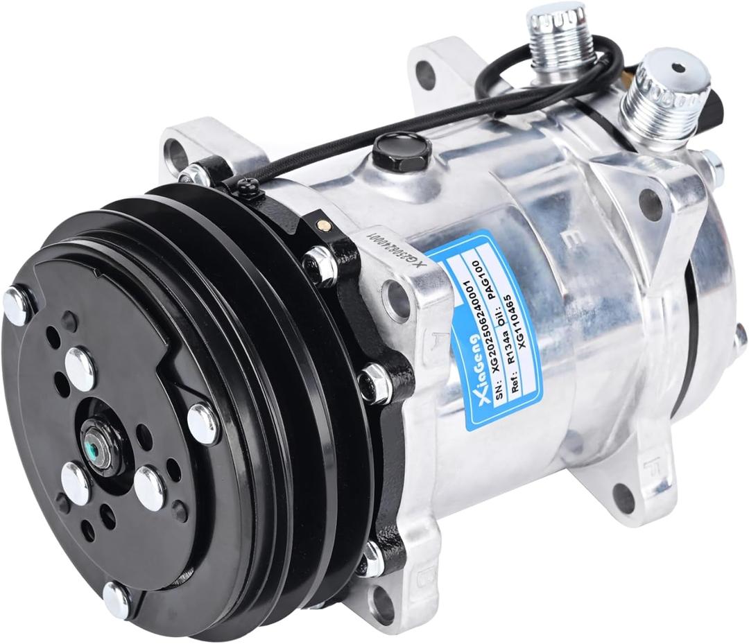 Universal Chromed A/C Compressor with Clutch (2 Grooves(Sanden 508))