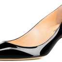 Women Fashion Pointed Toe Slip On Comfort Basic Kitten Heel Pumps Shoes (7, Black)