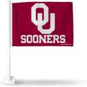Rico Industries NCAA Oklahoma Sooners Alternate Double Sided Double Sided Car Flag - 16" x 19" - Strong Pole That Hooks onto Car/Truck/Automobile