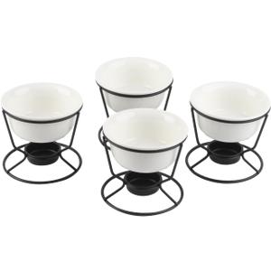 4Pcs Ceramic Butter Warmers for Seafood, 5oz Fondue Pot Set for Chocolate Butter Cheese, Ceramic Bowl for Food Crab Lobster, Suitable for Dishwasher Microwave Oven, Round