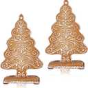 Geelin 2 Set Christmas Gingerbread Gift Resin Gingerbread Tree Figurines Christmas Table Decorations for Tabletop Centerpiece Home Mantel Collectible Gifts, 7.09" x 3.94" x 2.36"(Vintage Brown)