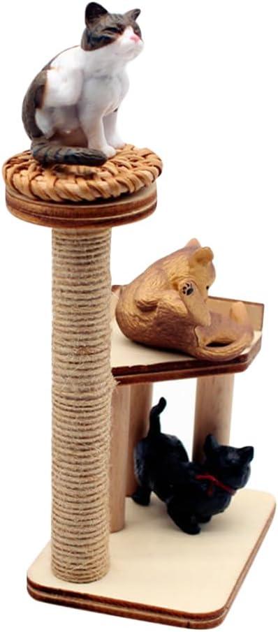 ibasenice 1set Miniature Cat Scratching Post Realistic Cat Tree Model for Dollhouse Decor for Mini House Scenes