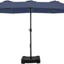 HERA'S PALACE Umbrella Patio Outdoor with Base 15ft Rectangle Table Double Market Umbrellas Clearance Large Heavy Duty Included Stand for Deck Outside Pool Picnic Inground Yard Commercial, Navy Blue