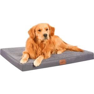 Waterproof Dog Beds for Large Sized Dogs - Orthopedic Dog Bed Washable Crate Pad 36 inch, Large Egg Crate Foam Pet Bed Mat with Removable Cover, Anti-Slip Kennel Pad, 36''27'', Grey