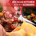 Kitchen Scissors all Purpose - Stainless Steel Kitchen Shear, Sharp Silver Meat Scissors Dishwasher Safe, Heavy Duty Poultry Shears, Japanese Cooking Scissor for Food, Chicken Bones, and Turkey