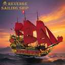 Reobrix Revenge Pirate Ship Building Block Set for Adults, 5666+ Pieces Historical Model Kit 66049, Collectible Sailing Ship Boat Construction Toy, Christmas Birthday Gifts