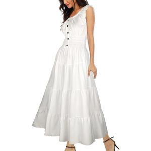 OSTOO Women's 2025 Summer Boho Floral Print Tiered Casual Flowy Long Maxi Dress, Size S