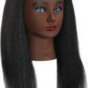 EVATEC Real 100% Human Hair Mannequin Head with Table Clamp Stand for Hairdresser Practice Braiding Styling Manikin Cosmetology Doll Training Head Curling Cutting Updos Display