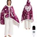 Wearable Heated Blanket Hoodie for Women, Valentines Day Gifts for Her Wife Women, Electric Throw Blanket, Heated Shawl Wraps Poncho, Mothers Day Birthday Anniversary Day Gift, To My Wife, Magenta