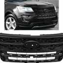 HECASA Grille Compatible with 2018-2019 Ford Explorer Base/Limited/Platinum/Sport/XLT Sport Utility 4-Door Front Bumper Upper Hood Grill Shell Painted Black Replacement for FO1200625